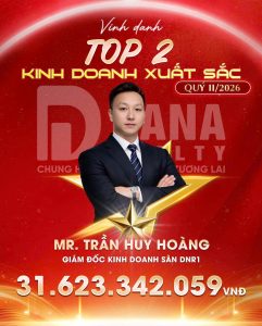Mr. Trần Huy Hoàng được vinh danh Top 2 Kinh doanh xuất sắc Quý II/2026 tại Dana Realty.